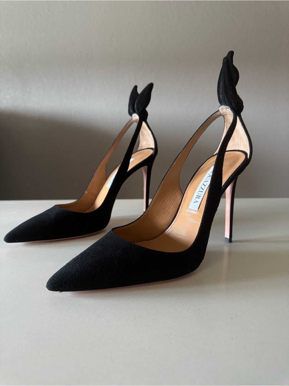 Aquazzura Black Bow Tie Pump 105 Stiletto